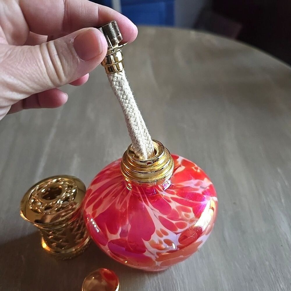Home & Garden Party Glass Fragrance Oil Diffuser Lamp Crimson Wick Marble Style - Picture 7 of 7